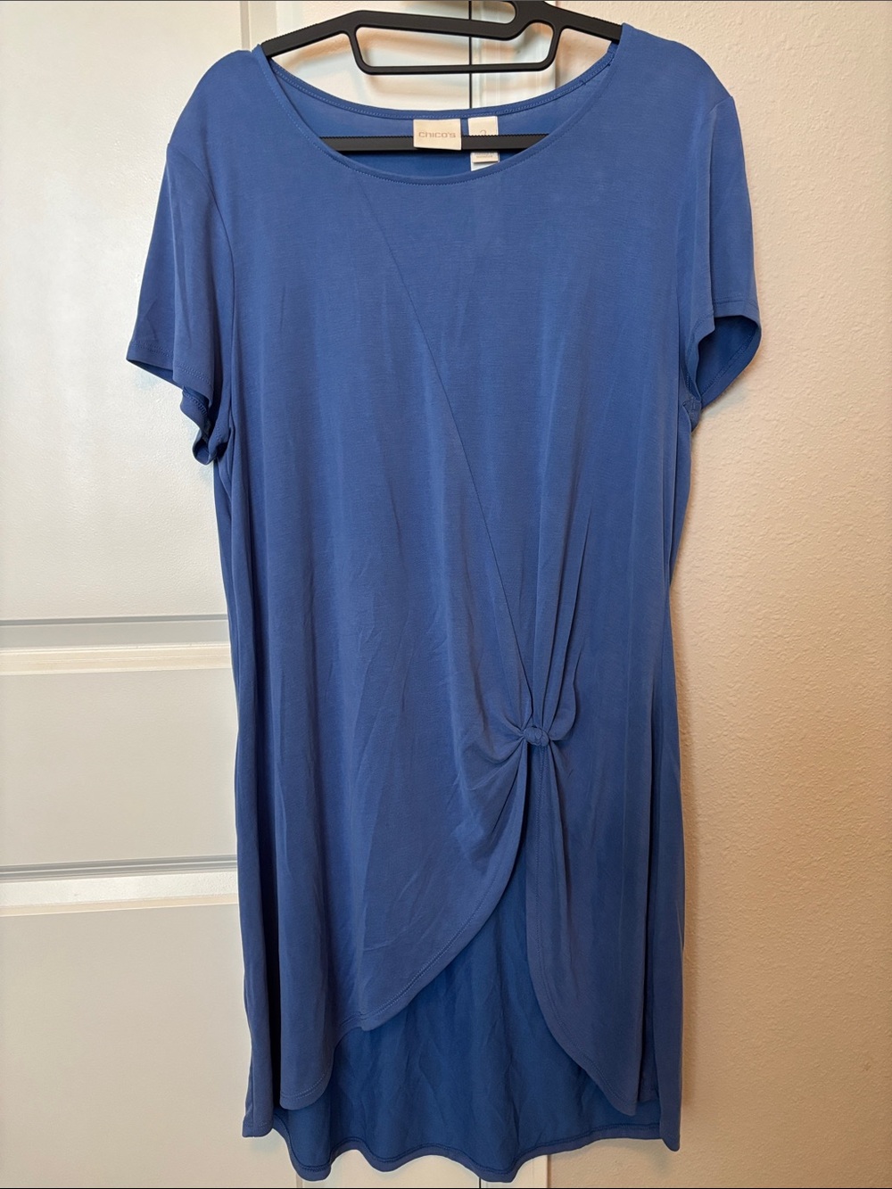 Chico’s Shirt Dress Blue Knot-Front size 2